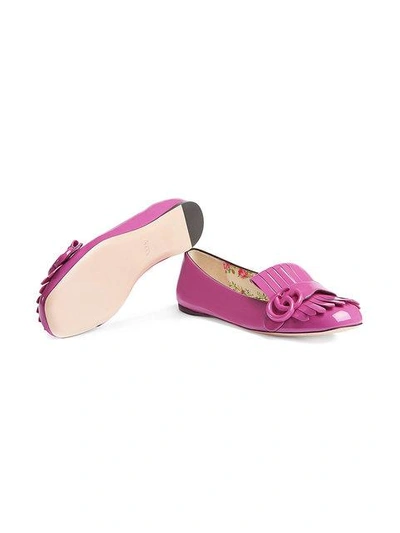 Shop Gucci Patent Leather Flat Ballet Shoes In Pink