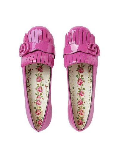 Shop Gucci Patent Leather Flat Ballet Shoes In Pink