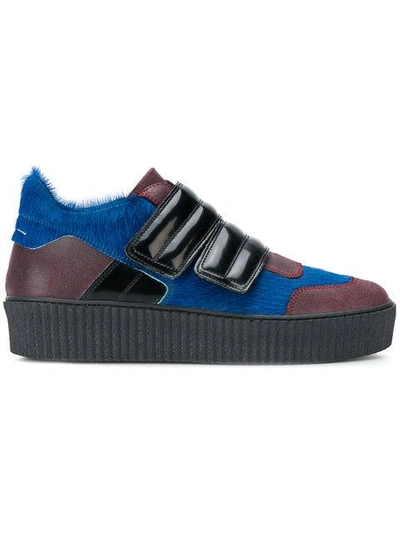Shop Mm6 Maison Margiela Touch Strap Platform Sneakers - Blue