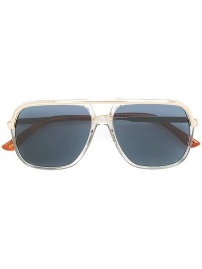 Gucci Square Aviator Sunglasses In Metallic