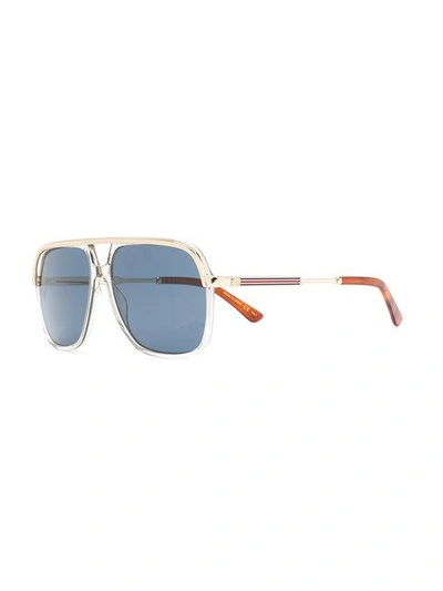 Gucci Square Aviator Sunglasses In Metallic