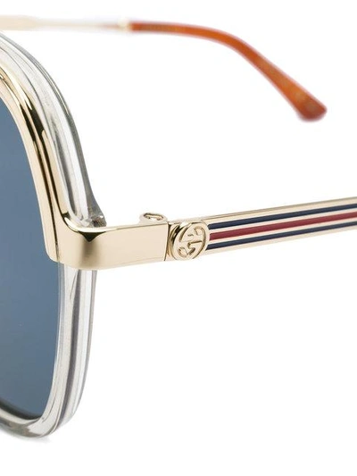 Gucci Square Aviator Sunglasses In Metallic