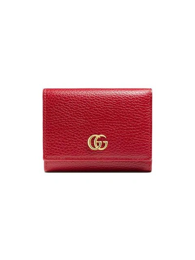 Shop Gucci Gg Marmont Leather Wallet In Red