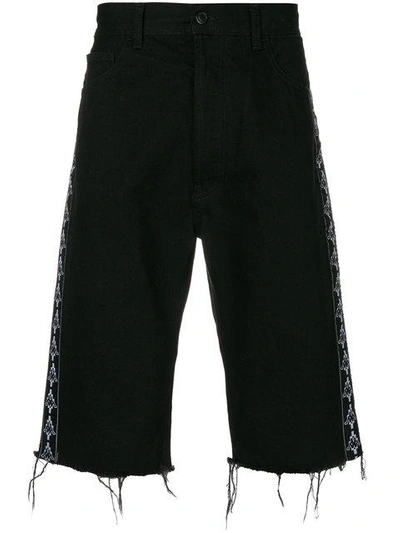 Shop Marcelo Burlon County Of Milan Marcelo Burlon X Kappa Denim Shorts In Black