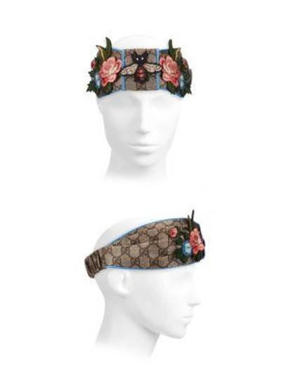 Shop Gucci Floral Gg Headband In Sky Multi