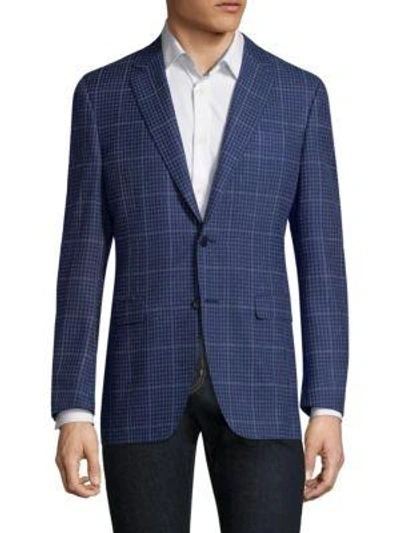 Shop Canali Windowpane Wool Sportcoat In Blue