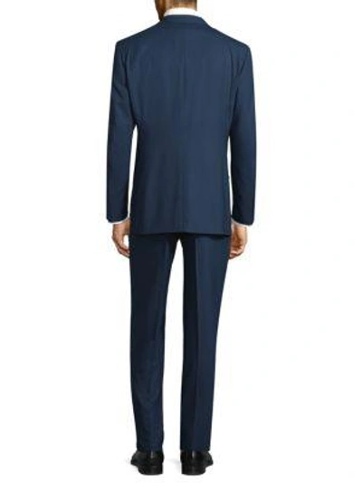 Shop Canali Double-stripe Wool Suit In Blue