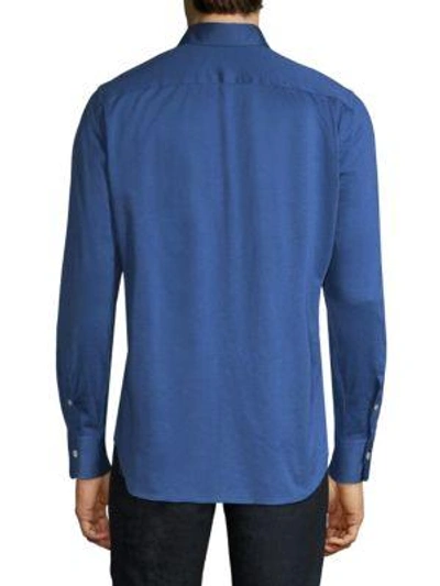 Shop Canali Cotton Button-down Shirt In Blue