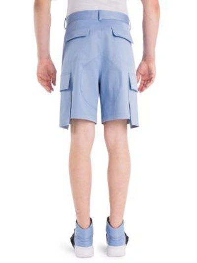 Shop Versace Cotton Cargo Shorts In Sky Blue