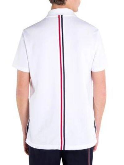 Shop Thom Browne Short-sleeve Relaxed-fit Cotton Polo In Light Blue