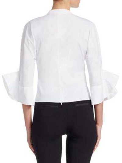 Shop Emporio Armani Cotton Bell-sleeve Shirt In White