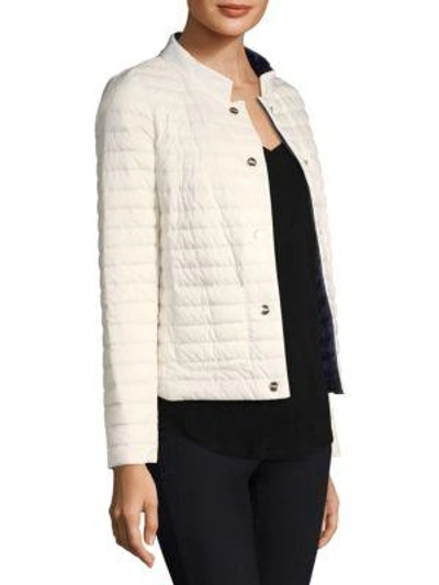 Shop Herno Matte & Shiny Basic Reversible Jacket In White Black