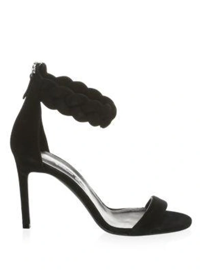 Shop Oscar De La Renta Suede Stiletto Sandals In Black