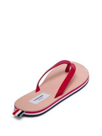 Shop Thom Browne Leather Flip Flops In Red