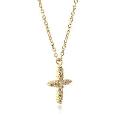 Shop Monarc Jewellery Northern Star Cross Necklace. Gold Vermeil & White Topaz