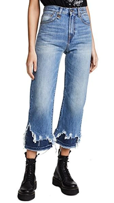Shop R13 High Rise Camile Double Shredded Jeans In Jasper With Double Shred