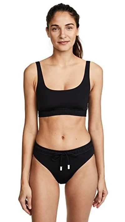 Shop Les Girls Les Boys Track Bikini Top In Black