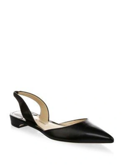 Shop Paul Andrew Rhea Leather Slingback Flats In Black