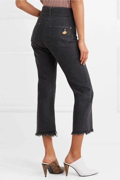 Nanushka Pyramid Cropped Embellished High-rise Straight-leg Jeans In Washed  Black | ModeSens