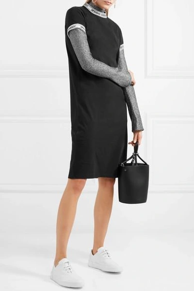Shop Opening Ceremony Ribbed Knit-trimmed Cotton-jersey Mini Dress In Black