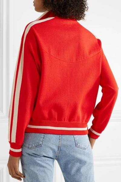 Shop Isabel Marant Étoile Darcy Striped Stretch-knit Track Jacket In Red