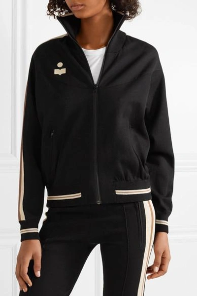 Shop Isabel Marant Étoile Darcy Striped Stretch-knit Track Jacket In Black