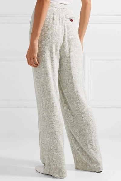 Shop The Row Hester Tweed Wide-leg Pants In Stone