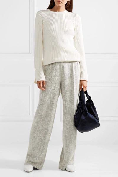 Shop The Row Hester Tweed Wide-leg Pants In Stone