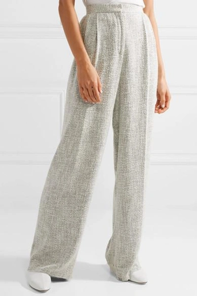 Shop The Row Hester Tweed Wide-leg Pants In Stone