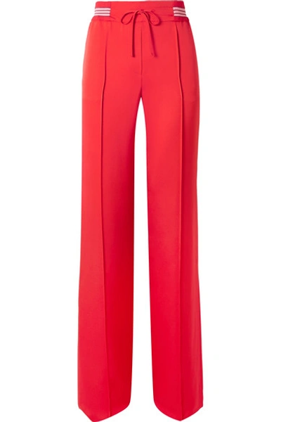 Shop Valentino Twill Wide-leg Pants In Red