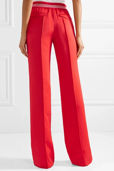 Shop Valentino Twill Wide-leg Pants In Red