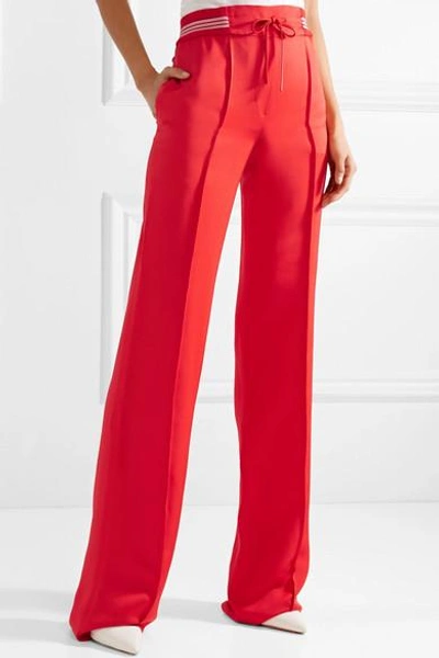 Shop Valentino Twill Wide-leg Pants In Red