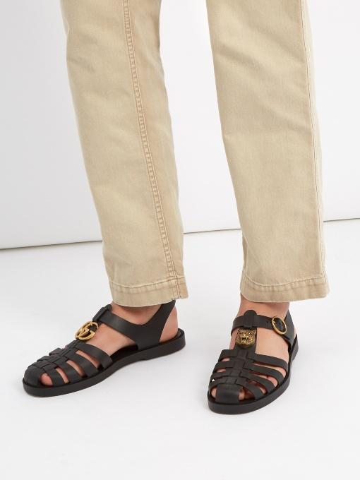 gucci men's rubber buckle strap sandals