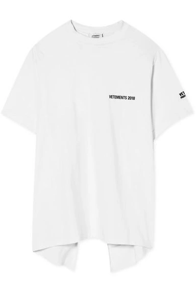 Shop Vetements Open-back Printed Cotton-jersey T-shirt In White