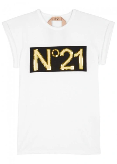 Shop N°21 White Logo-print Cotton T-shirt