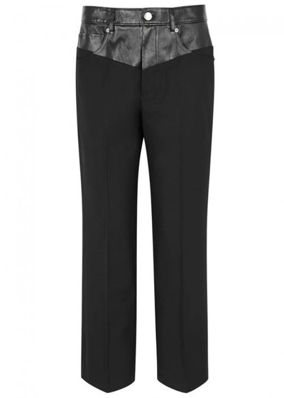 Shop Helmut Lang Black Leather And Twill Trousers