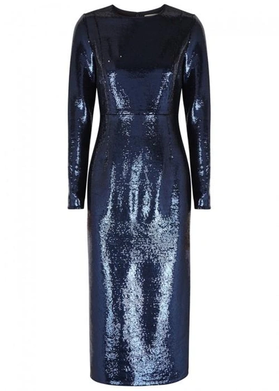 Shop Diane Von Furstenberg Navy Sequinned Dress