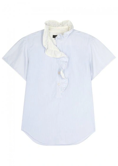Shop Isabel Marant Jen Ruffled Cotton Poplin Shirt In Blue