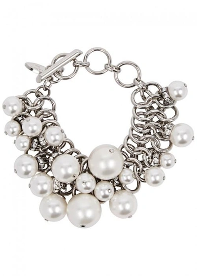 Shop Lanvin Perles Swarovski-embellished Bracelet In White
