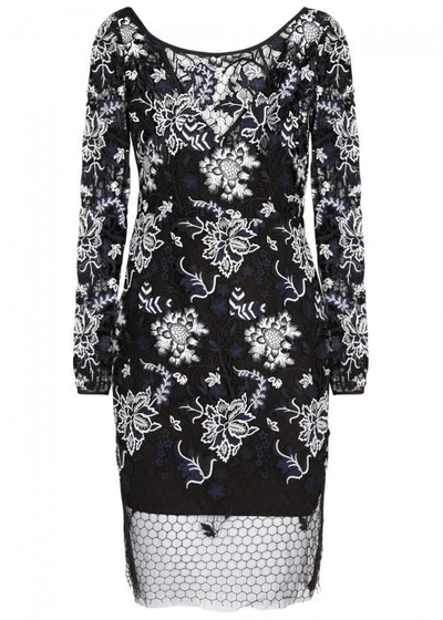 Shop Diane Von Furstenberg Floral Canton Guipure Lace Dress In Black And White