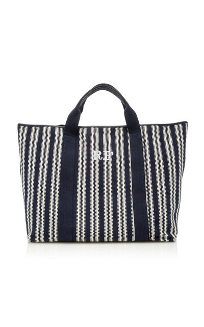 Shop Rae Feather Jaquard Cotton Tote In Navy