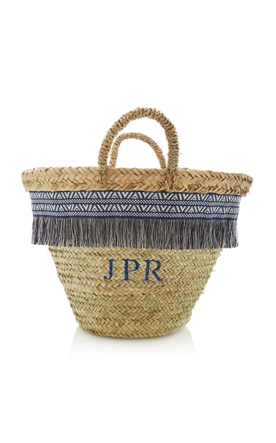 Shop Rae Feather M'o Exclusive Aztec Trim Plaited Basket In Navy