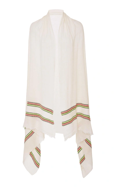 Shop Rae Feather Multi Border Pashmina In White