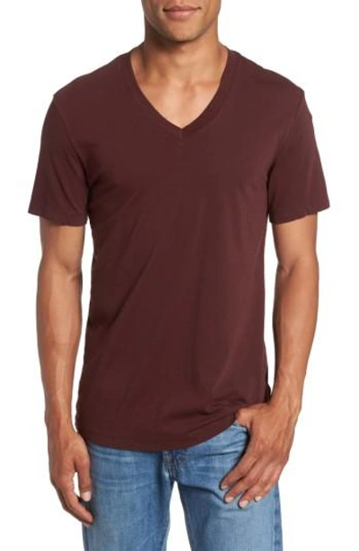 Shop James Perse Short Sleeve V-neck T-shirt In Dark Plum