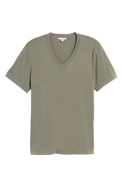 Shop James Perse Short Sleeve V-neck T-shirt In Shale Pigment