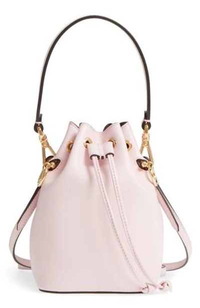 Shop Fendi Mini Leather Bucket Bag - Pink