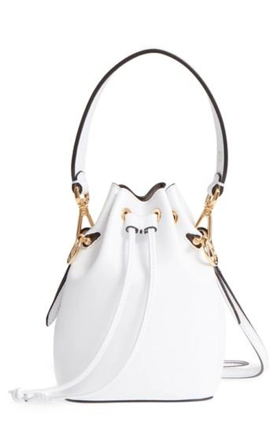 Shop Fendi Mini Leather Bucket Bag - White