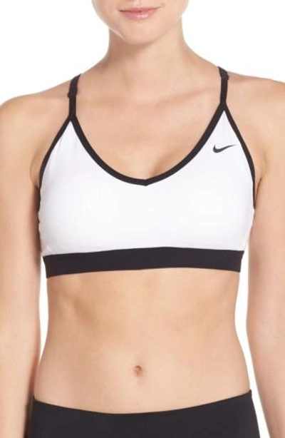 Shop Nike 'pro Indy' Dri-fit Sports Bra In White/ White/ Black/ Black
