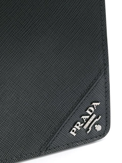 Shop Prada Corner Logo Clutch Bag In Black