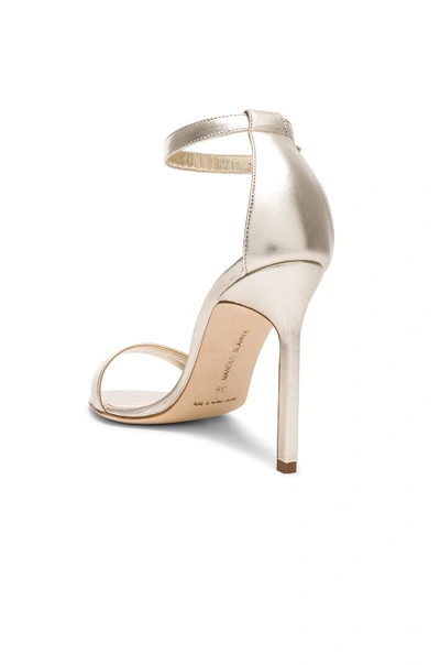 Shop Manolo Blahnik Leather Chaos 105 Heels In Metallic Gold. In Light Gold Leather